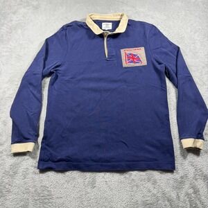 Kent & Curwen Rugby Shirt Mens Medium Blue Solid David Beckham Patch